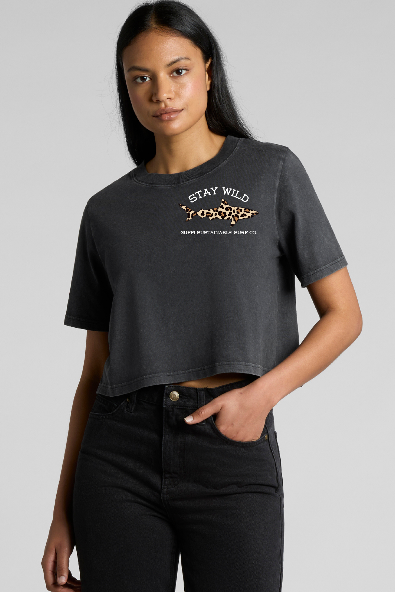 Stay Wild Stone Wash Crop