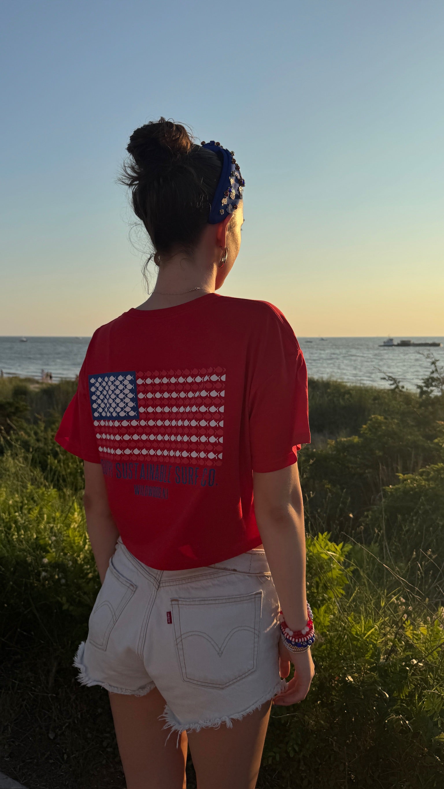 Red White & Guppi Crop Tee