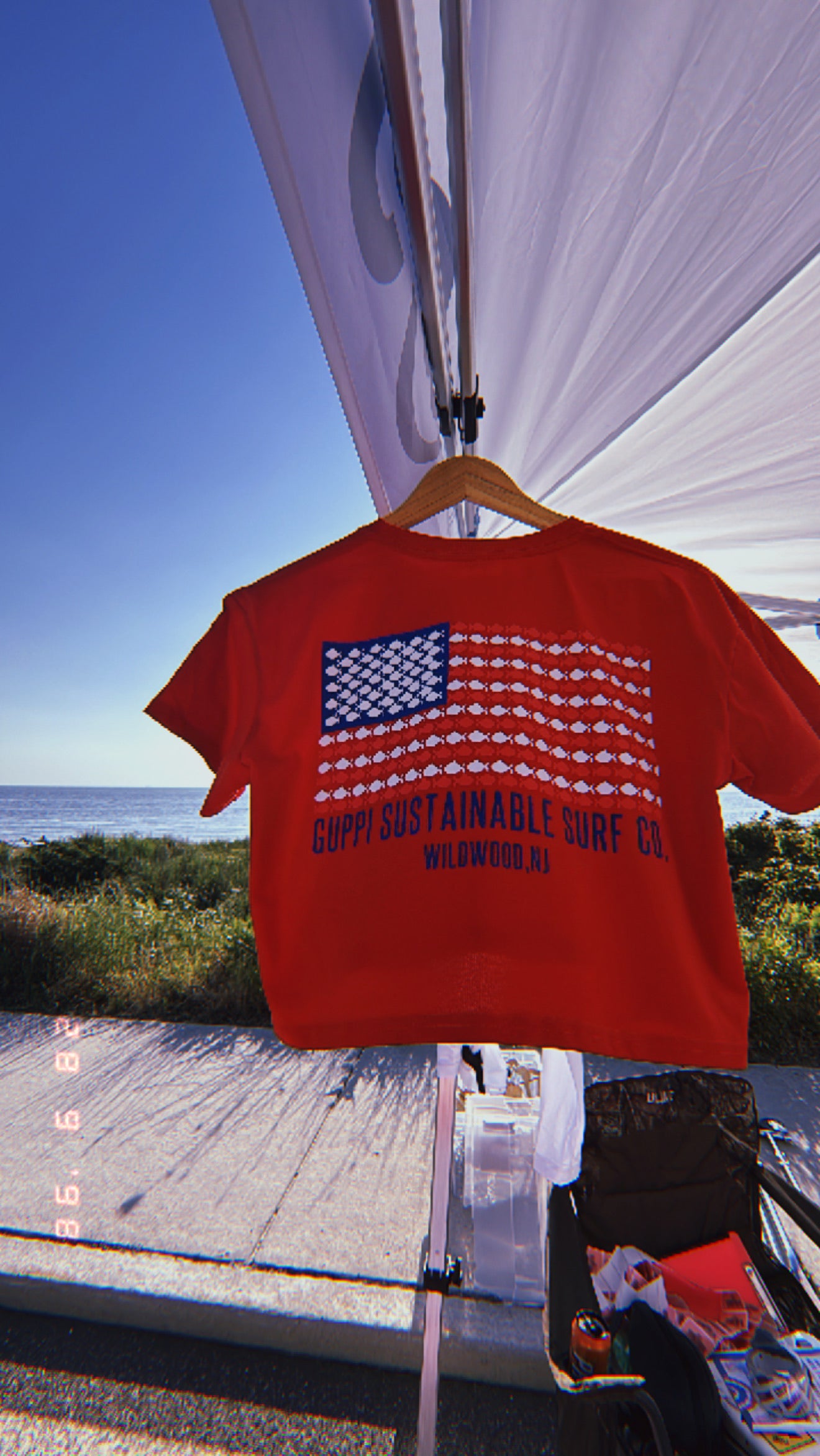 Red White & Guppi Crop Tee