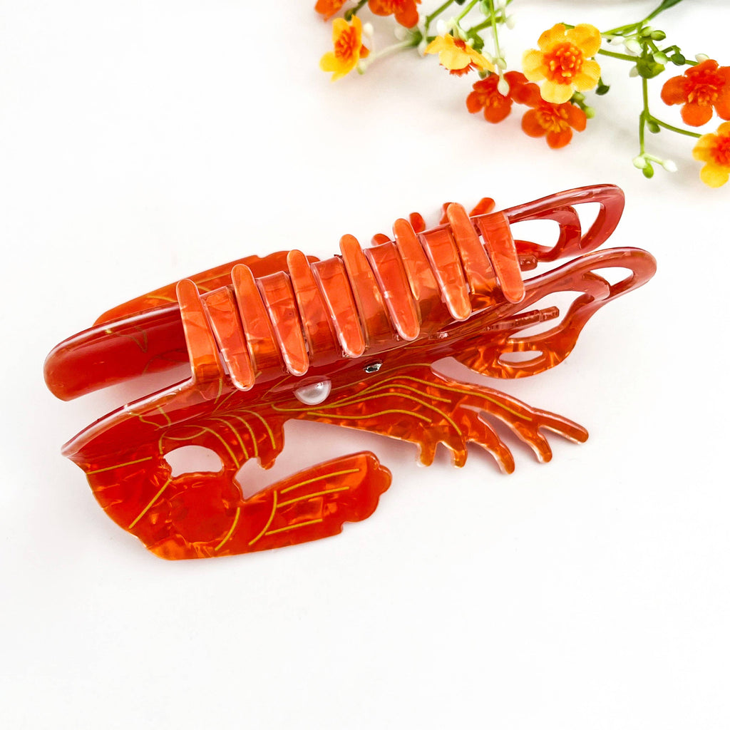 Oversized Ocean Lobster Pearl Rhinestone Hair Claw Clip