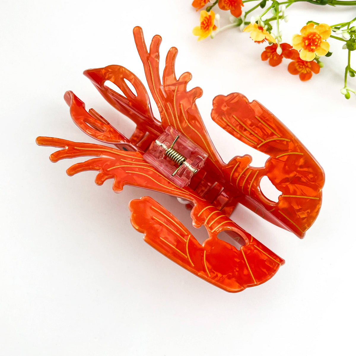 Oversized Ocean Lobster Pearl Rhinestone Hair Claw Clip