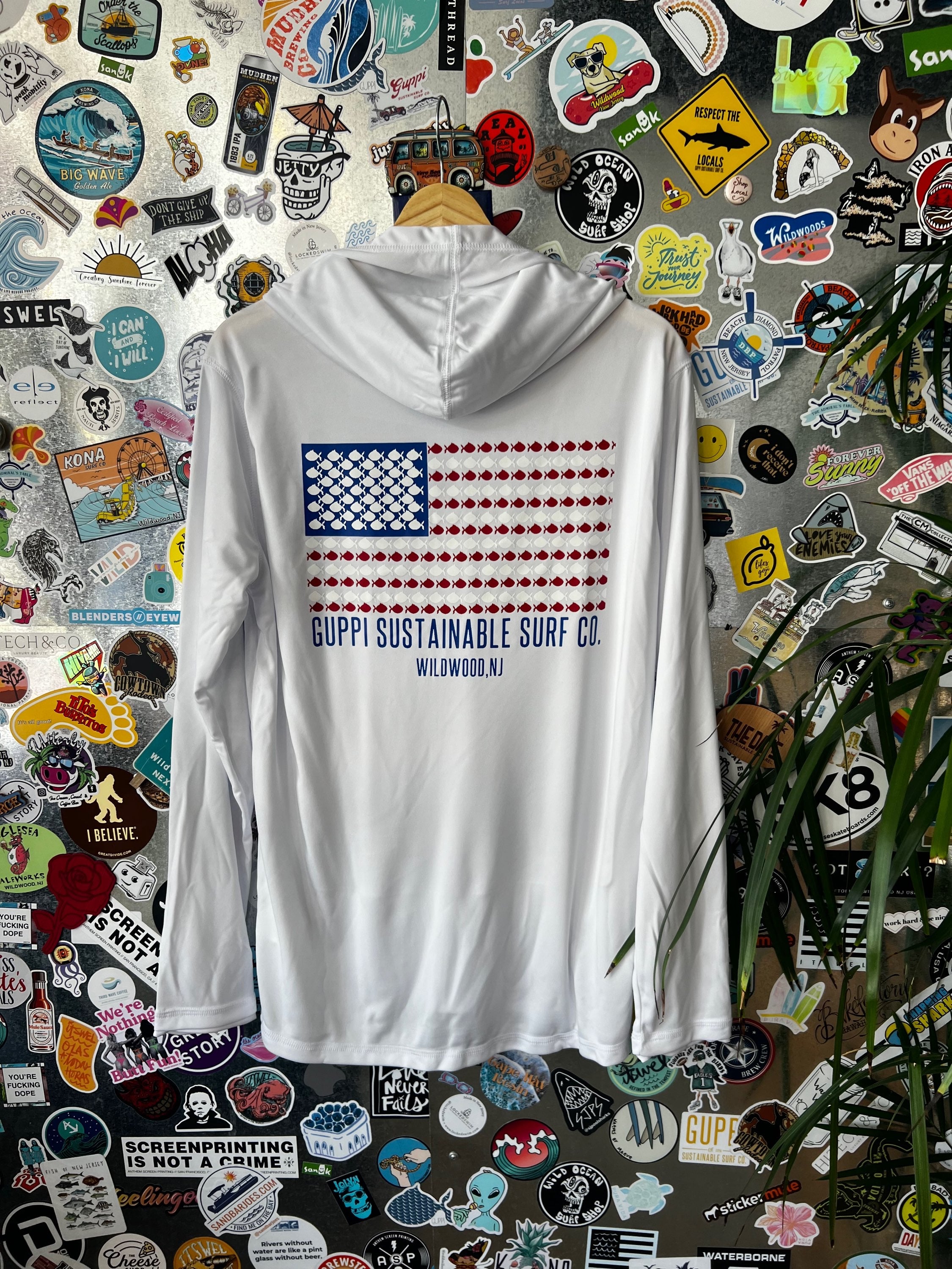 SPF 50+ Recycled Red, White, & Guppi Hoodie image 0