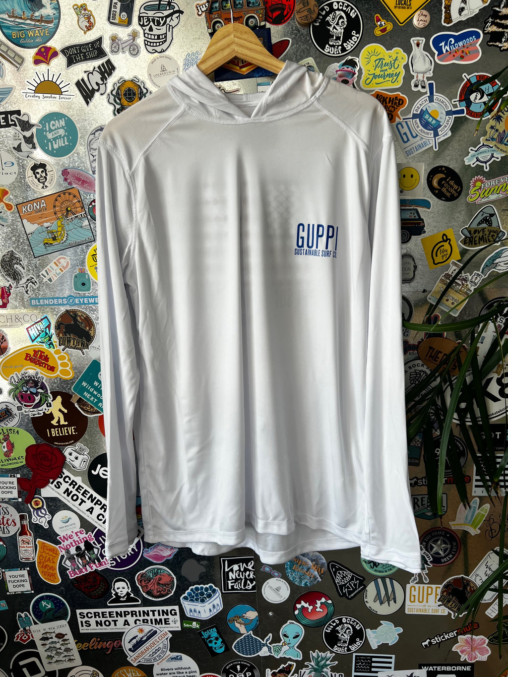 SPF 50+ Recycled Red, White, & Guppi Hoodie image 1